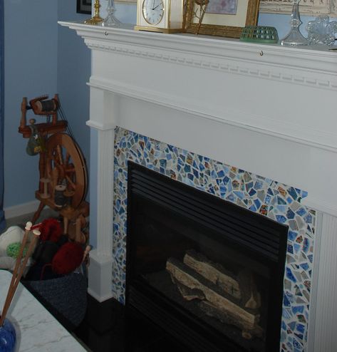 Mosaic Fireplace Surround, Tiles Fireplace, Mosaic Fireplace, Fireplace Styles, Antique Fireplace Surround, Fireplace Mantel Designs, Fireplace Mantel Surrounds, Marble House, Fireplace Tile Surround