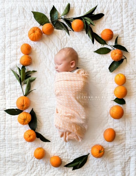 Newborn Baby Boy in Orange Fruit Wreath Frame | Justine Di Fede Photography | Lifestyle Photo Bb, Floral Crowns, Baby Sleep Problems, Foto Baby, Baby Arrival, Foto Tips, Pregnant Mom, Newborn Pictures, Floral Crown