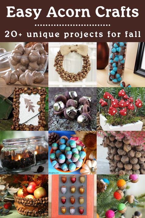 Do you love acorn decorations and crafts? Check out this collection of great ideas! Usher in fall with some simple handmade projects. Fall Diys, Acorn Wreath, Acorn Decorations, Crafts Fall, Felted Acorns, Acorn Ornaments, Fall Acorns, Acorn Crafts, Mushroom Crafts