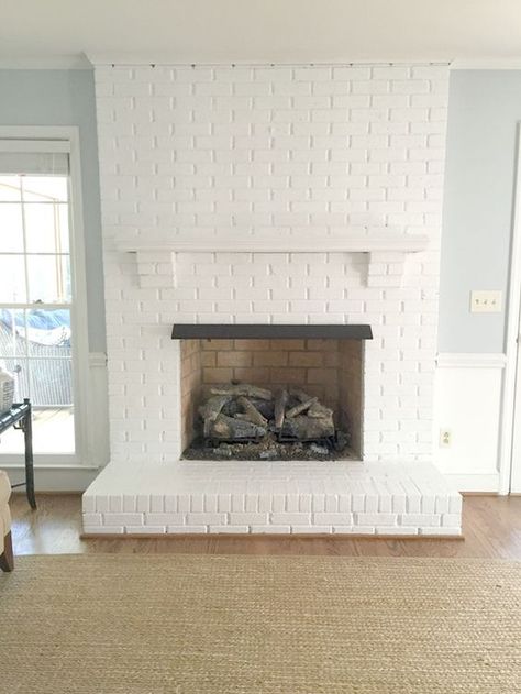 White Brick Fireplace, Painted Brick Fireplace, Painted Brick Fireplaces, Brick Fireplace Makeover, Paint Fireplace, Living Tv, White Fireplace, Fireplace Remodel, Home Fireplace