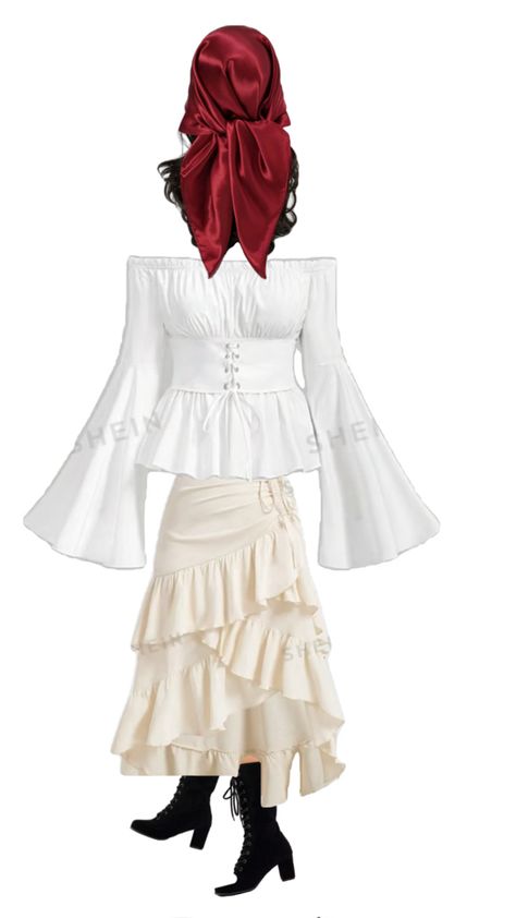 Pirate Halloween Costumes, Pirate Outfit, Pirate Halloween, Old Fashion Dresses, Pirate Woman, Pirate Costume, All White, White Skirts, Long Skirt