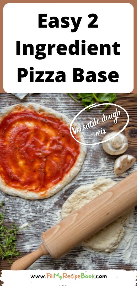 Easy 2 Ingredient Pizza Base dough recipe to quickly make for mini or medium pizza crust. Simple and sugar free, made with various flours. Pizza Crust Ideas, Easy Pizza Base, Greek Yogurt Recipes Healthy, 2 Ingredient Pizza, Yogurt Recipes Healthy, Gluten Free Pizza Dough, Pizza Base, Greek Yogurt Recipes, Healthy Pizza