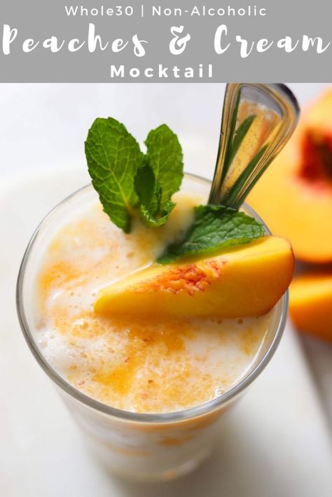 Best Non Alcoholic Drinks, Season Recipes, Easy Mocktail Recipes, Paleo Drinks, Peach Drinks, Food Freedom, Alcoholic Cocktails, How To Make Smoothies, Peaches And Cream