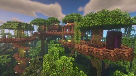 A multi platform treehouse in the jungle Biome, not bad for a little starter base. Resource Pack used is Unity Download map now! Platform Treehouse, Starter Base Minecraft, Minecraft Jungle House, Minecraft Treehouses, Jungle Treehouse, Minecraft Tree, Case Minecraft, Minecraft House Plans, Jungle House