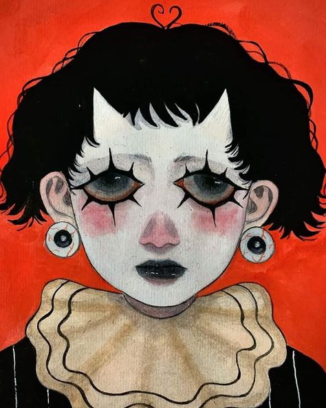 Clown Paintings, Pierrot Clown, Sing And Dance, Beat Drop, Arte Inspo, Arte Sketchbook, Creepy Art, Grunge Goth, Art Inspiration Painting