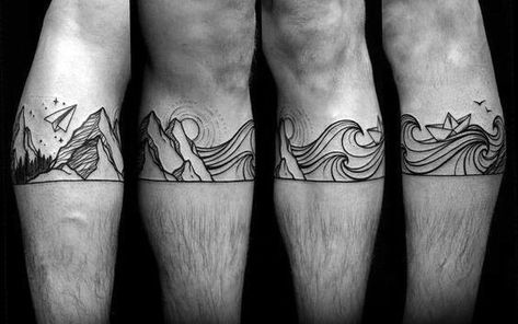 40 Mountain Wave Tattoo Ideas For Men - Nature Designs Paper Airplane Tattoos, Tattoo Band, Surf Tattoo, Tatuagem Masculina Pequena, Airplane Tattoos, Maori Tattoos, Maori Tattoo Designs, Landscape Tattoo, Ocean Tattoos