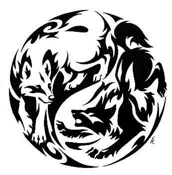 Wolf Yin Yang Wolf Yin Yang Tattoo, Wolf Yin Yang, Two Wolves Tattoo, Wolves Tattoo, Ox Tattoo, Wolf Emblem, Husky Tattoo, Celtic Dragon Tattoos, Jaguar Tattoo