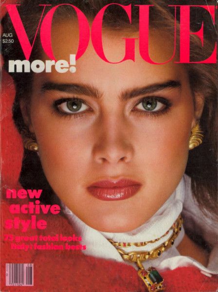 brooke-shields-by-richard-avedon-vogue-us-august-1982 Terry Farrell, Isabella Rossellini, Vogue Magazine Covers, Faye Dunaway, Vogue Archive, Patrick Demarchelier, Original Supermodels, Fashion Magazine Cover, Vogue Us