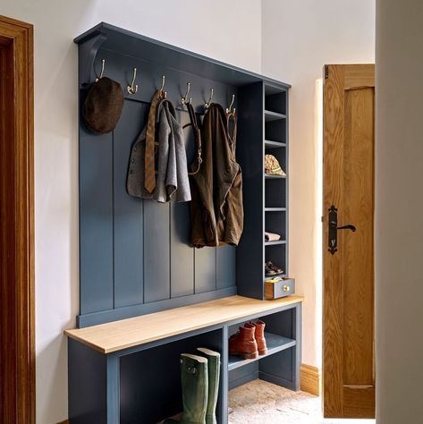 The Secret Drawer: Interiors | Good morning! We've had some amazing snowy scenes in Yorkshire over the weekend- felt almost alpine on our Saturday walk ❄️Normal service… | Instagram Boot Room Shelving, Boot Area Entrance, Boot Room Seating Ideas, Scandi Bootroom, Boot Room Entryway, Furniture For Entrance Hall, Narrow Boot Room Ideas, Understairs Boot Room, Mini Boot Room