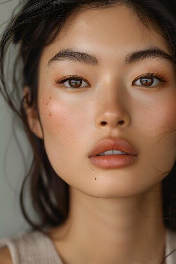 Premium Photo | Serene Beauty in Natural Makeup Makeup Ideas Japanese, Asian Dewy Makeup, Natural Makeup Filipino, Make Up For Asian Women, Graduation Natural Makeup, Natural Brown Skin Makeup, Asian Soft Glam, Natural Makeup For Asian Women, Fresh Makeup Look Asian Natural