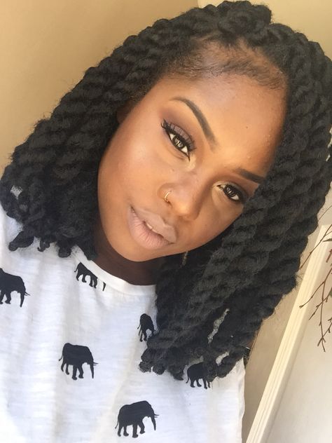 Medium length Marley/Havana twists. Lob (long bob) twists Marley twists Havana twists. Short Havana twist short Marley twist Hairstyles Twist, Cabello Afro Natural, Havana Twist, Marley Hair, Marley Twists, African Hair Braiding Styles, Long Box Braids, Twist Styles, Black Hairstyles