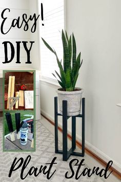 Easy Diy Plant Stand, Plant Stand Diy, Black Plant Stand, Black Plant, Dekor Diy, Diy Plant Stand, Diy Furniture Projects, Diy Plants, Decor Minimalist