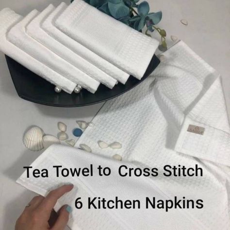 "Diy Tea Towel to Cross Stitch, Kitchen Napkins Set, Aida Towel"