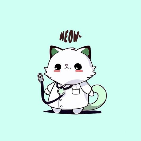 New episode of the Cat Society Series. Introducing Cat Doctor! She is good at healing everything with cuteness. Come and have her a visit. Cute Art Drawings, Doctor Cat, Nurse Drawing, Kawaii Cat Drawing, Doctor Drawing, Pusheen Cute, Animal Doctor, Graffiti Characters, Cute Doodles Drawings