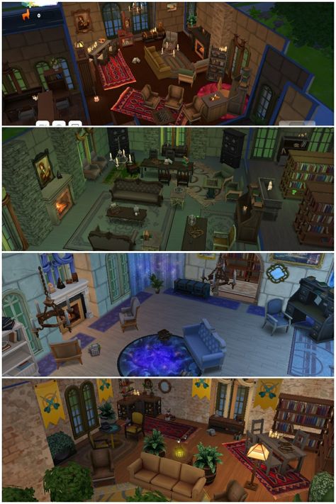 Sims Mobile is an interactive game. If everyone's familiar with Sims 4. Sims Mobile is a less-sophisticated version of it with limited content. So here's the best I could muster. Sims 4 Harry Potter House, Hogwarts Sims 4, Hogwarts Shifting, Sims Rooms, Lotes The Sims 4, Sims Mobile, Cozy Gaming, Hogwarts Dr, Harry Potter Houses