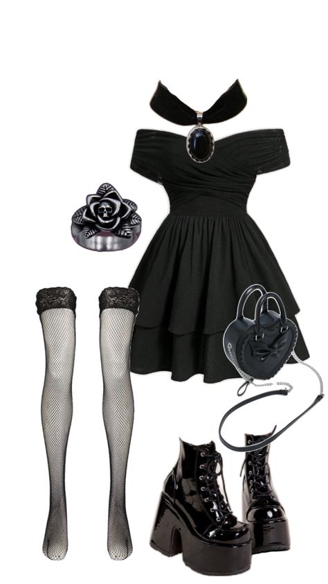 Goth Outfit Inspo, Estilo Cholo, Gothic Clothes, Fashion Drawing Dresses, Two Piece Homecoming Dress, Korean Dress, Little Outfits, Night Out Outfit, Swaggy Outfits