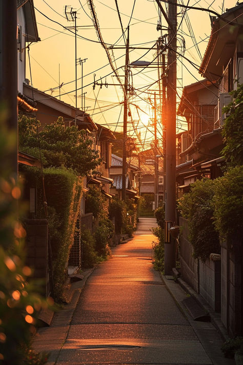 Japanese neighborhood, anime scenery, peaceful street, evening calm, suburban tranquility, sunset glow, quiet walk, serene environment, Japan residential area, golden hour photography. Neighborhood Street Aesthetic, Japan Neighborhood Aesthetic, Anime World Aesthetic, Japanese Streets Aesthetic, Anime Neighborhood, Japanese Town Aesthetic, Suburban Japan, Anime City Aesthetic, Japanese Core Aesthetic