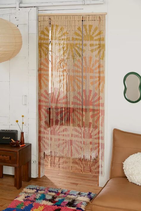 beaded curtain Urban Outfitters Curtains, Beach House Room, College Dorm Room Inspiration, Bamboo Beaded Curtains, Closet Curtains, Beaded Curtain, Diy Room Divider, Bamboo Curtains, Uo Home