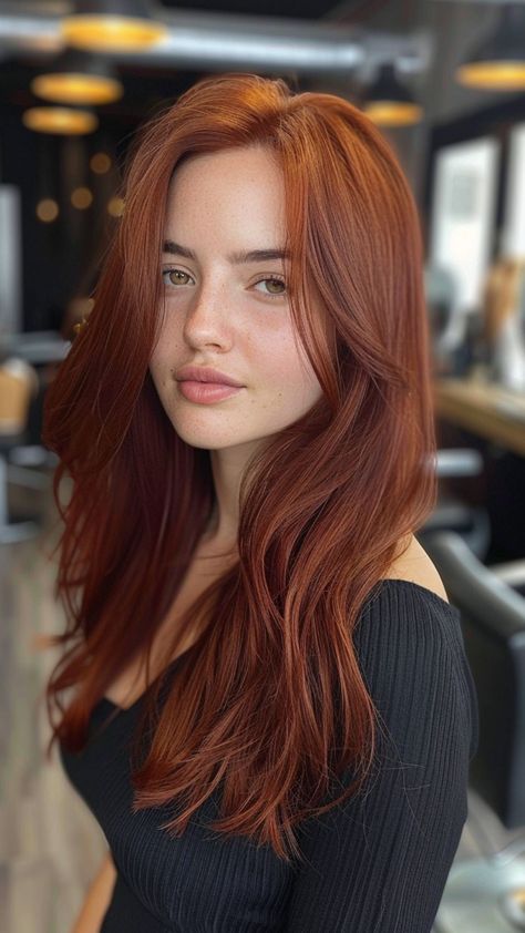 30 Red Hair Shades to Add Warmth and Depth to Your Style Hair Colors For Pale Neutral Skin, Solid Red Hair Color, Lighter Red Hair, Red Hair Cool Undertones, Elegant Red Hair, Light Brown Red Hair Color, Red Hair Hazel Eyes Olive Skin, Copper Mahogany Hair, Red Toned Hair Colors