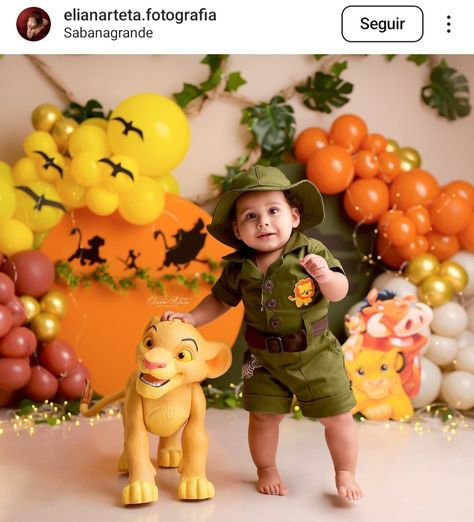 Lion King First Birthday Photoshoot, First Birthday Lion King Theme, Baby Tarzan Birthday Party Ideas, Lion King Photoshoot, Lion King 1st Birthday Party Ideas Boys, Lion King First Birthday Party Ideas, Simba Birthday Party Ideas, Go Diego Go Birthday Party, Lion King 1st Birthday