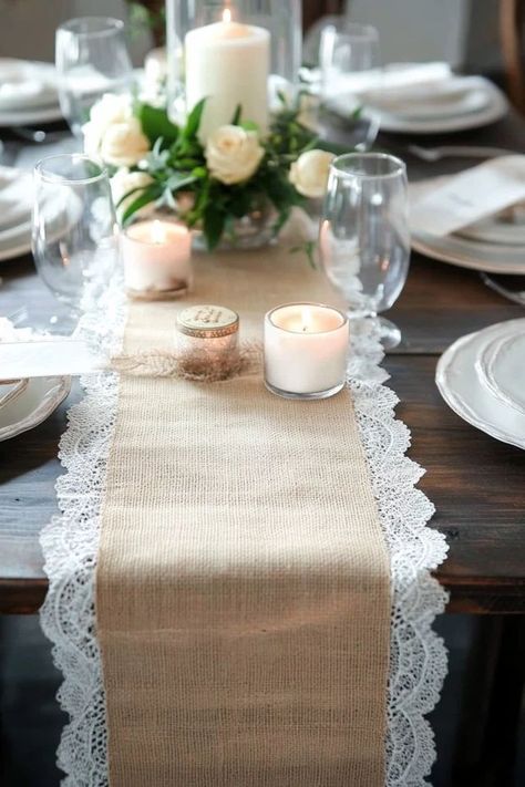 "Transform your dining space with a DIY Burlap Table Runner! 🍂🧵 A quick and easy project that adds a rustic, handcrafted touch to any meal. 🌿✨ #DIYTableRunner #BurlapDesign #HomeProjects" Dining Table Runner Ideas, Table Runner Ideas, Dining Table Runner, Table Runner Diy, Burlap Table, Diy Burlap, Burlap Table Runners, Diy Home Decor Projects, Dining Space