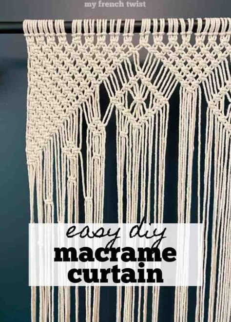 This is an easy tutorial for a simple macrame curtain. It doesn't have to be complicated to add a sweet boho vibe! Diy Beaded Window Curtain, Small Macrame Curtain, Macrame Door Curtain Pattern Free, Simple Macrame Curtain Diy, How To Make A Macrame Curtain, Macrame Door Curtain Diy Patterns Free, Diy Boho Curtains Living Room, Macrame Curtain Diy Pattern Free, Macrame Curtains Diy