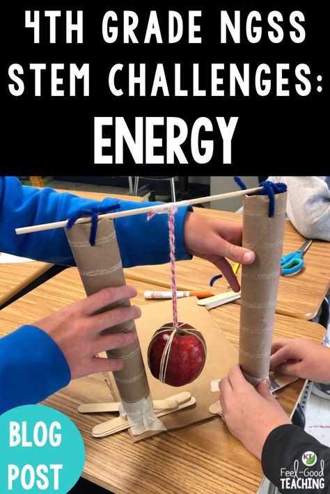 Looking for 4th grade NGSS STEM Challenge Activities for energy? Energy transfer, potential & kinetic energy, and more are covered. Click through to the blog for details. #4thgrade #NGSS Fourth Grade Science, Kinetic Energy Activities, 4th Grade Science Lessons, 4th Grade Science Projects, Stem Activities Middle School, Teaching Energy, Challenge Activities, 4th Grade Activities, Elementary Stem Activities