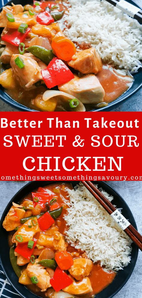 This homemade sweet and sour chicken recipe is better for you than take out and tastes amazing! It's ready to eat in just 25 minutes which makes it a great option for a quick and easy mid week meal. #easysweetandsourchicken #sweetandsourchicken #sweetandsourchickenuk #sweetandsourchickenrecipe #easysweetandsourchicken How To Make Sweet And Sour Chicken, Lekker Sondag, Amazing Smoothies, Sweet And Sour Chicken Recipe, Feast Recipes, Chinese Foods, Sweet And Sour Chicken, Chinese Kitchen, Sweet Sour Chicken