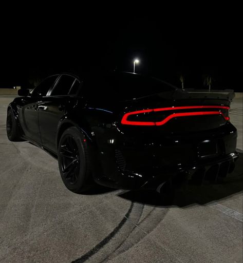 Black On Black Cars, Blacked Out Charger, Vintage Vision Board, Hellcat Pfp, All Black Cars, Hell Cat Car, Dark Cars, Black Dodge Charger, Blacked Out Cars