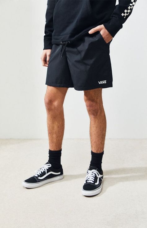 PacSun : Vans-Black Nylon Active Shorts Black Vans Outfit Men, Black Vans Outfit, Vans Outfit Men, Outfits With Shorts, Outfits For Teenage Guys, Streetwear Photoshoot, Cute Outfits With Shorts, Vans Shorts, Mens Shorts Outfits