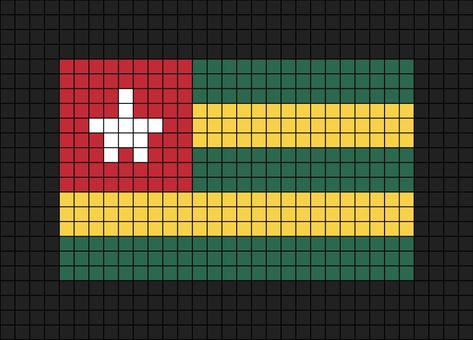 A pixel art template of the Togolese (Togo) flag. Togo Flag, Pixel Art, Flag, Art