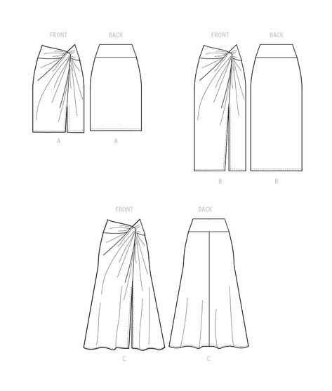 Sewing Pattern For Womens Skirts New Look Pattern N6640 New 005 Knit Skirts, Knot Skirt, Twisted Skirt, Burda Patterns, The Fold Line, Skirt Patterns Sewing, Mccalls Sewing Patterns, Twist Knot, Sewing Skirts