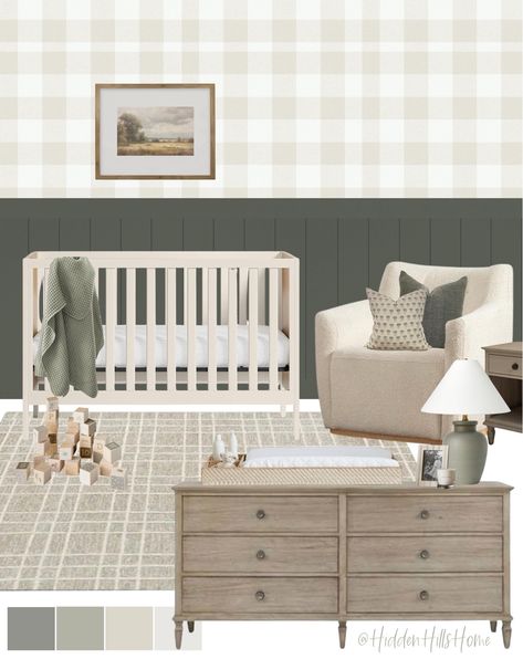 Shop Opie Two-Tone Wood and Linen White … and other curated products on LTK, the easiest way to shop everything from your favorite creators. Blue Board And Batten Nursery, Gingham Bedroom Ideas, Plaid Wall Paint, Baby Boy Nursery Green Accent Wall, Plaid Boy Nursery, Green Plaid Nursery, Baby Boy Wallpaper Nursery, Green Gingham Nursery, Plaid Nursery Boy