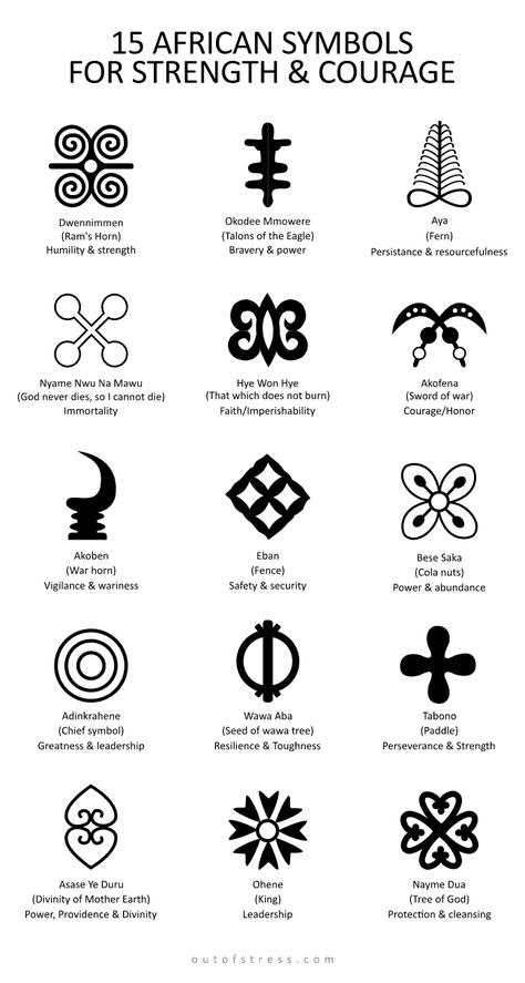 15 African Symbols for Strength & Courage Ghana Tattoo African Symbols, Most Powerful Symbol, Symbols That Represent Me, Symbols To Represent Yourself, Andrika Symbol Tattoo, African Adinkra Symbols, African Protection Symbols, Life Symbols And Meanings, African Symbol Tattoo Woman