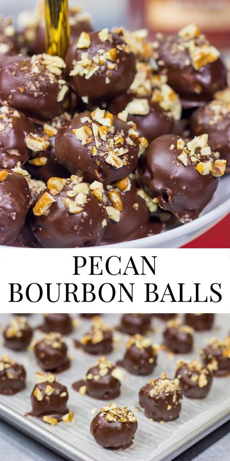 Pecan Bourbon Balls Pecan Pie Bourbon Balls, Idle Isle Nut Balls Recipe, Pecan Bourbon Balls, Bourbon Pecan Brie Bites, Bourbon Pecan Chocolate Chip Cookies, Pecan Balls With Powder Sugar, Bourbon Balls Recipe Easy, Bourbon Pecan Cookies, Whiskey Balls Recipe