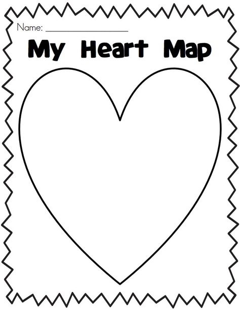 My Heart Map Template, Heart Map Template, Heart Map Writing, Map Of My Heart, First Day Of School Pictures, Map Template, First Grade Writing, About Heart, Map Activities