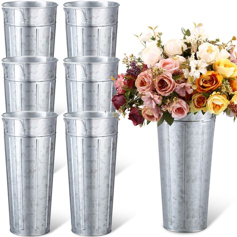 Dried Floral Decor, Farmhouse Table Centerpiece, Galvanized Metal Bucket, Farmhouse Table Centerpieces, Wine Bottle Storage, Galvanized Buckets, Decoration For Wedding, Farmhouse Centerpiece, Table Centerpiece Decorations