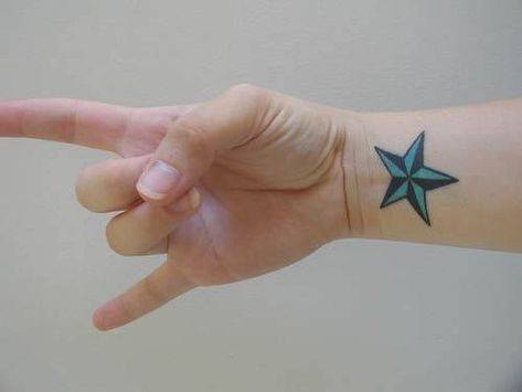 Star Wrist Tattoo, Star Tattoo On Wrist, Inner Wrist Tattoos, Nautical Star Tattoos, Nautical Star, Star Tattoo Designs, 100 Tattoo, Star Tattoo, Tattoo Equipment