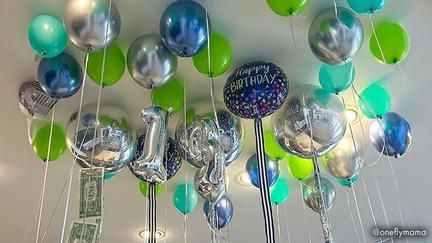 Ceiling Balloon Birthday Surprise | Party City Balloon Ceiling, Helium Tank, Balloon Display, Diy Ceiling, Balloon Birthday, Birthday Surprise Party, Surprise Party, Balloon Diy, Personalized Favors