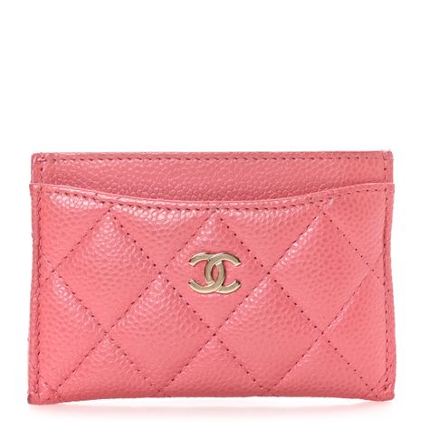 This is an authentic CHANEL Caviar Quilted Card Holder in Pink. This chic card holder is crafted of luxurious caviar leather in pink. It features a polished gold Chanel CC logo and opens to a pink fabric interior. Luxury Card Holder, Designer Card Holder, Chanel Card Holder, Material Gworl, Wishlist 2024, Gold Chanel, Luxury Card, Pink Chanel, Chanel Caviar