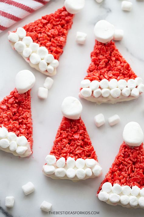 How to Make Santa Rice Krispie Treats Essen, Rice Krispie Treats Easy, Christmas Rice Krispie Treats, Christmas Rice Krispies, Krispie Treats Christmas, Rice Krispie Treats Christmas, Christmas Rice, Christmas Party Snacks, Chocolate Melting Wafers