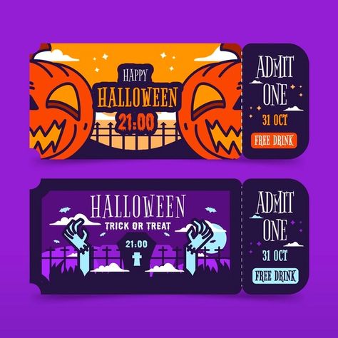 Halloween Tickets, Advertisement Layout, First Halloween, Halloween Trick Or Treat, Halloween Celebration, Halloween Hacks, Halloween Design, Flat Design, Party Design