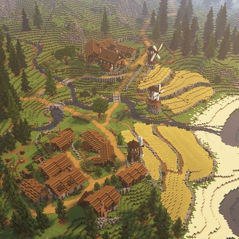 Medieval Fantasy World, Minecraft Medieval Village, Medieval Kingdom, Minecraft Kingdom, Minecraft Maps, Village Map, Minecraft Structures, Bangunan Minecraft, Minecraft House Plans