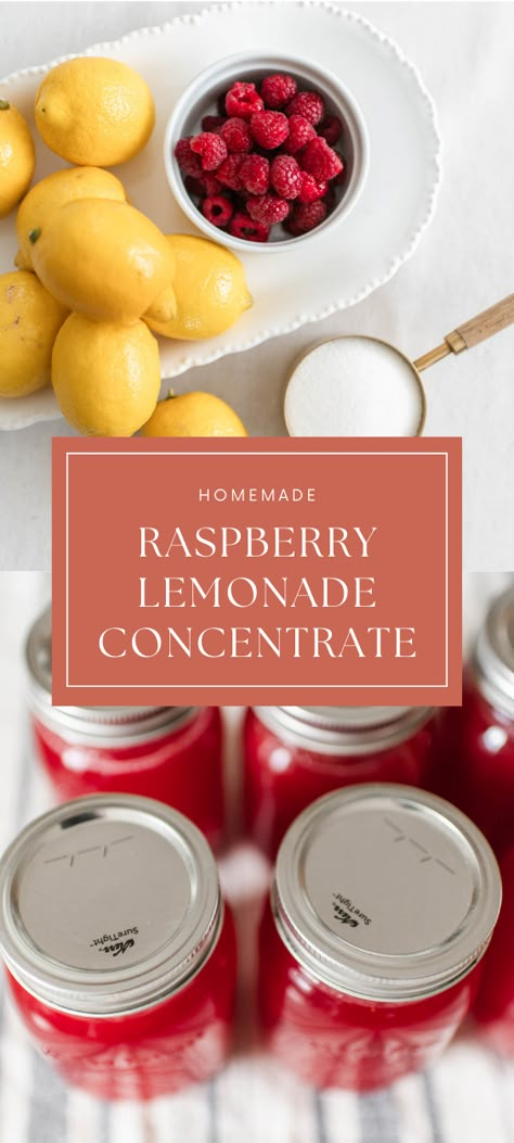 This homemade raspberry lemonade concentrate is a spin off of my popular original recipe. It is the perfect concentrate to have on hand when you are looking to enjoy a fresh glass of homemade lemonade on a hot day. It is super easy to make with just 3 ingredients! Raspberry Lemonade Concentrate, Lemonade Concentrate Recipe, Rasberry Lemonade, Raspberry Lemonade Recipe, Summer Mocktail Recipes, Summer Mocktail, Water Bath Canning Recipes, Lemonade Concentrate, Home Canning Recipes