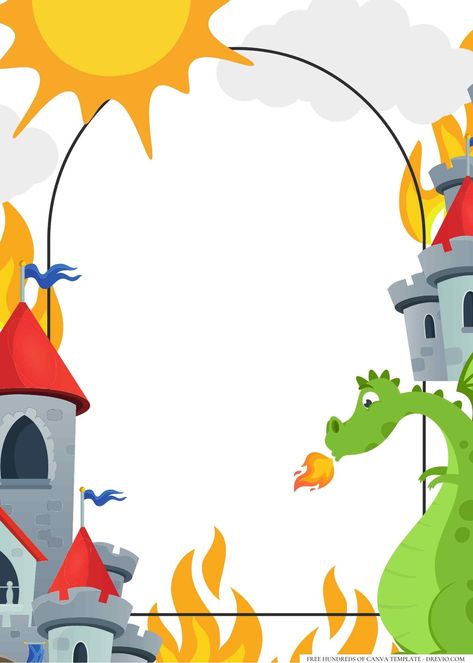 Download Now 22+ Dragon Castle Birthday Invitation Templates Welcome to the mystical world of dragons and castles, where a fantastical adventure awaits your little one and their friends! If you're looking to plan an extraordinary and unforgettable birthday bash... Castle Invitation Template, Knight Birthday Party Invitations, Dragon Party Invitations, Castle Birthday Invitation, Dragon Birthday Party Invitations, Dragon City Game, Dragon Birthday Invitations, Knight Birthday, Green Dragons