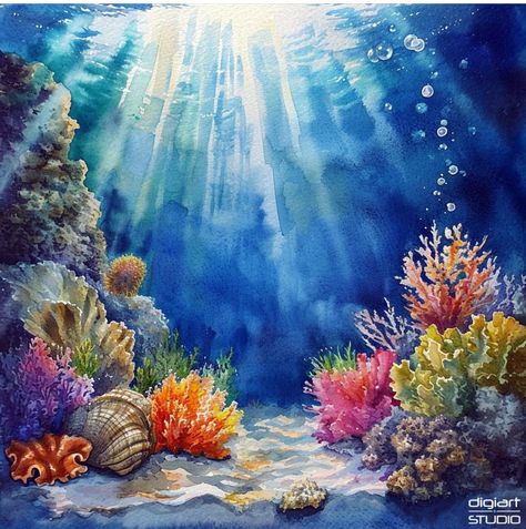 Underwater Watercolor, Shadow Tattoo, Underwater Painting, Underwater Art, Water Drawing, Sea Painting, Art Competitions, Gcse Art, Watercolor Techniques