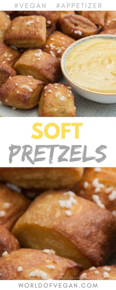 Vegan Soft Pretzels with Cheese Dip Easy Soft Pretzel Recipe, Vegan Soft Pretzels, Homemade Soft Pretzel Bites, Soft Pretzel Bites, Pretzel Bread, Vegan Appetizers Recipes, Dip Easy, Baking Soda Bath, Homemade Pretzels