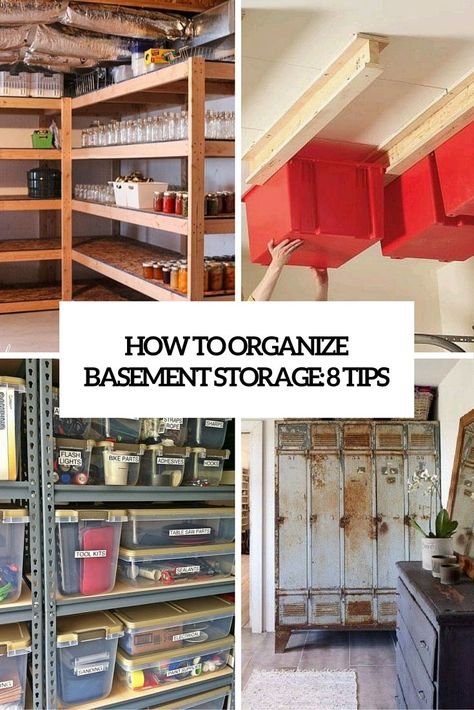 27 Basement Storage Ideas And 8 Organizing Tips Organize Basement, Attic Space Ideas, Unfinished Basement Storage, Basement Storage Ideas, Housekeeping Hacks, Basement Shelving, Basement Organization, Storage Room Organization, Kids Basement