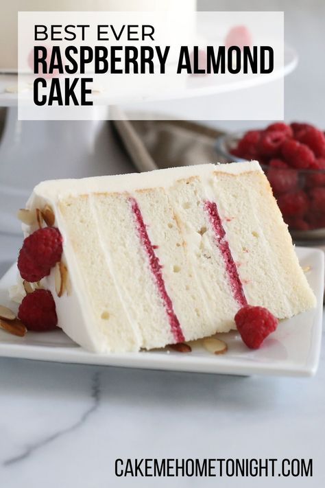 Wedding Cake Birthday Cake, Best Flavored Cakes, Almond Flavored Cake Recipe, Delicious Moist Cake Recipes, Cakes With Raspberry Filling, Best White Almond Cake Recipe, French Cakes Recipe, Gills Bakes And Cakes, Almond Layer Cake Recipe