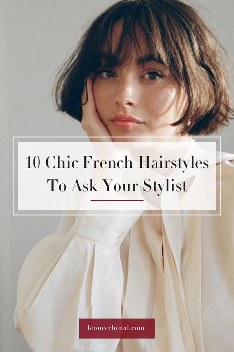 French Haircuts Short, French Inspired Haircut, French Women Hairstyles Parisian Chic, Chic French Hairstyles, Short Parisian Bob, Shoulder Length Hair French, Chic French Haircut, French Hairstyles Medium Shoulder Length, French Womens Hairstyles